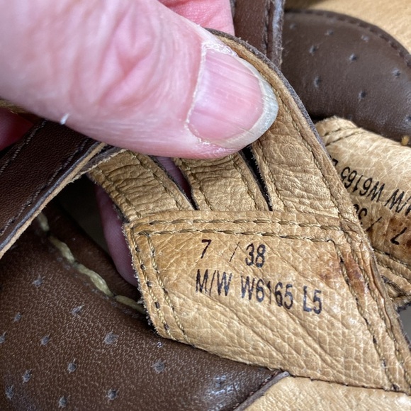 Born Sandel Cork Wedge Heel Brown Woven Leather Slip-on Women Size 7 - Picture 3 of 6